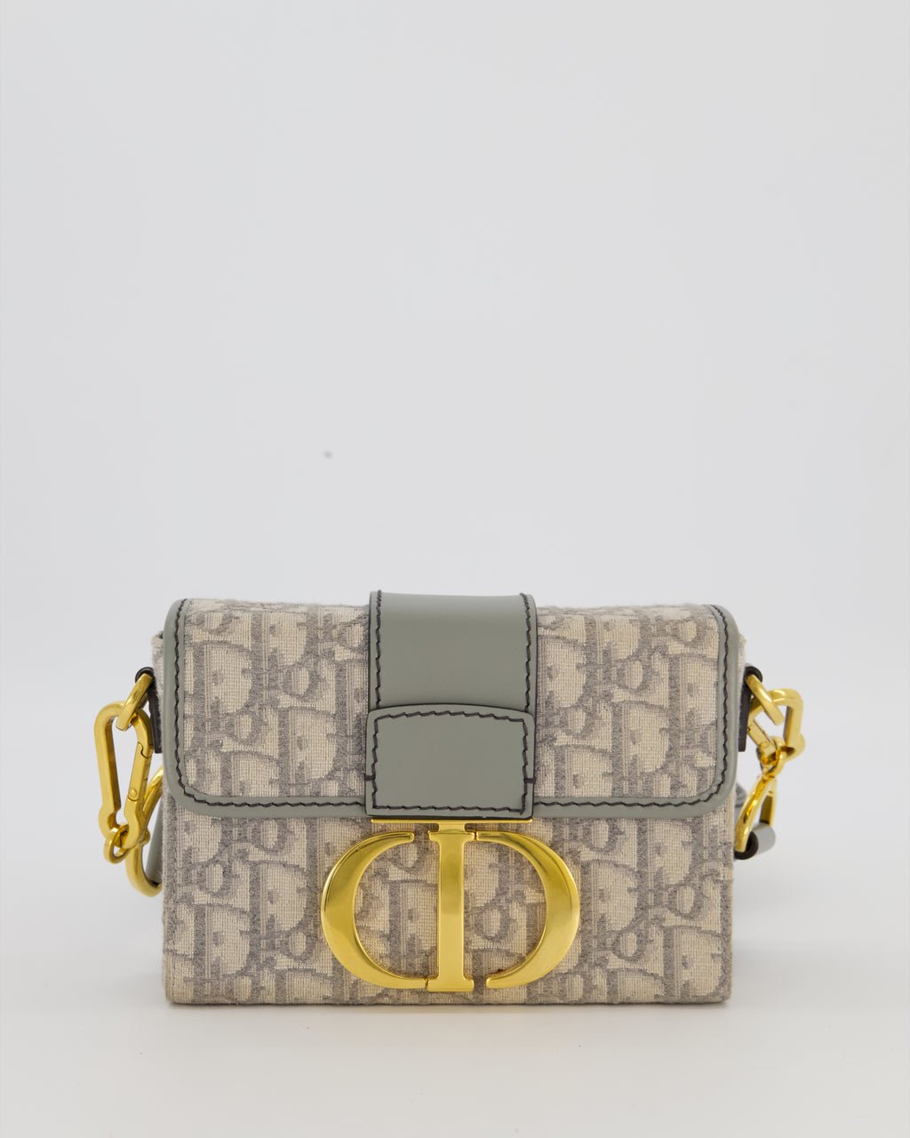 Christian Dior Light Grey Mini 30 Montaigne Bag in Dior Oblique Jacquard with Gold Hardware