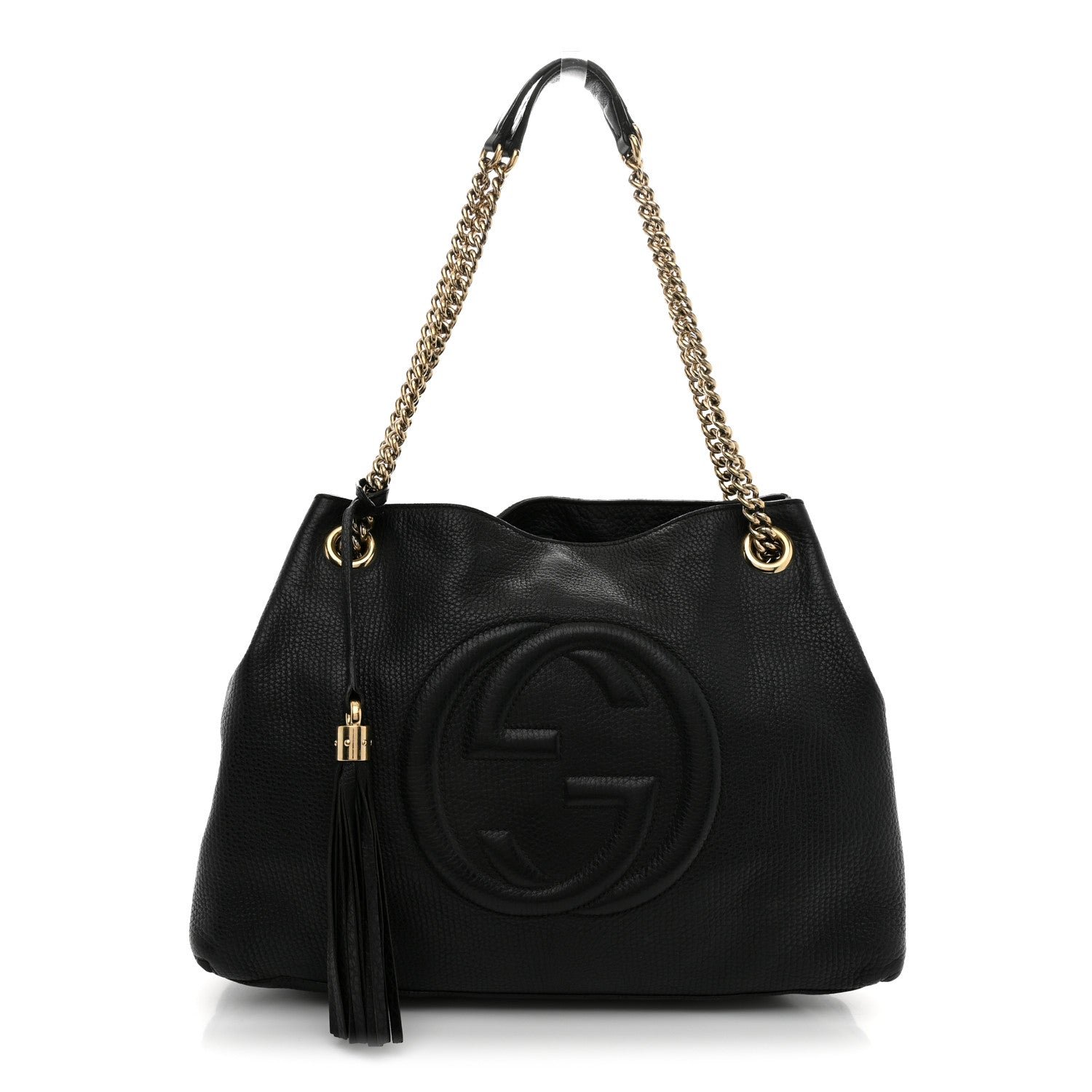 Gucci Pebbled Calfskin Medium Soho Chain Shoulder Bag Black
