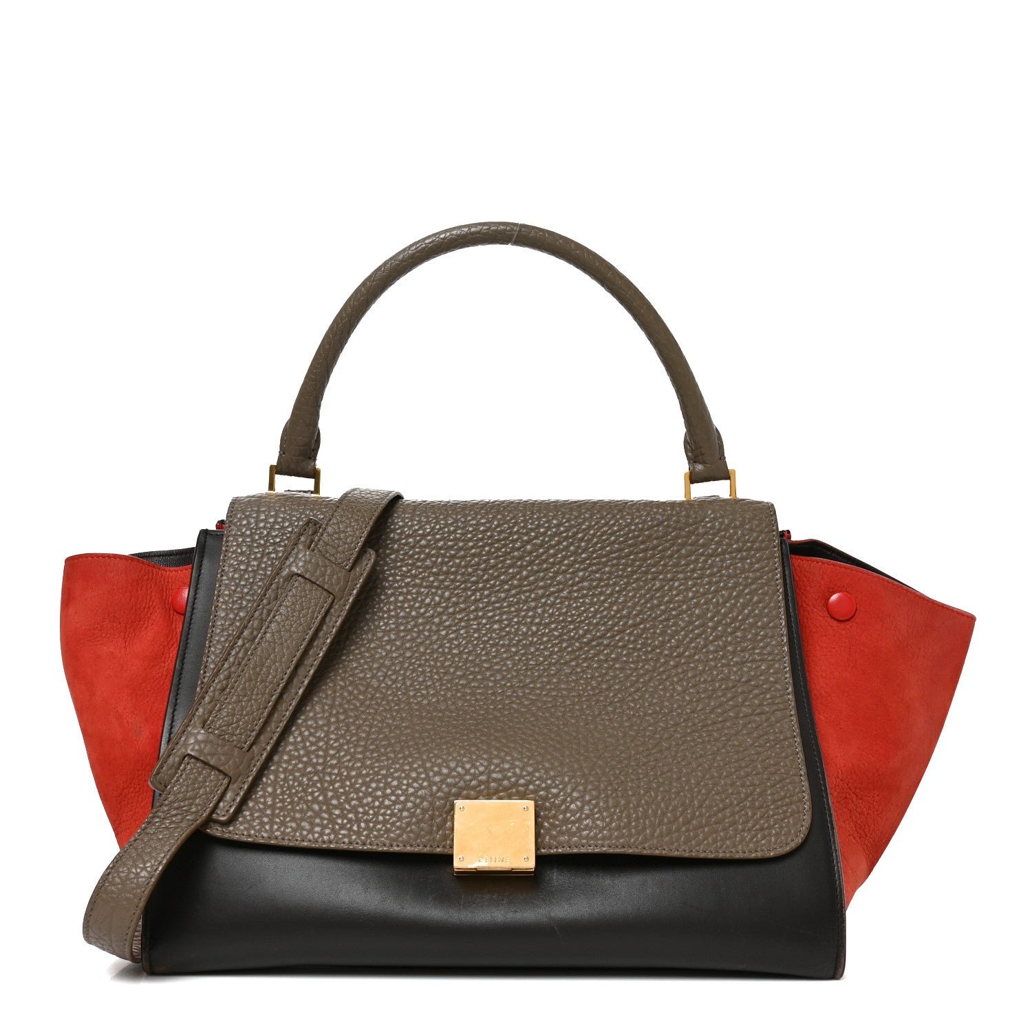 Celine Bullhide Calfskin Nubuck Medium Tri-Color Trapeze Taupe