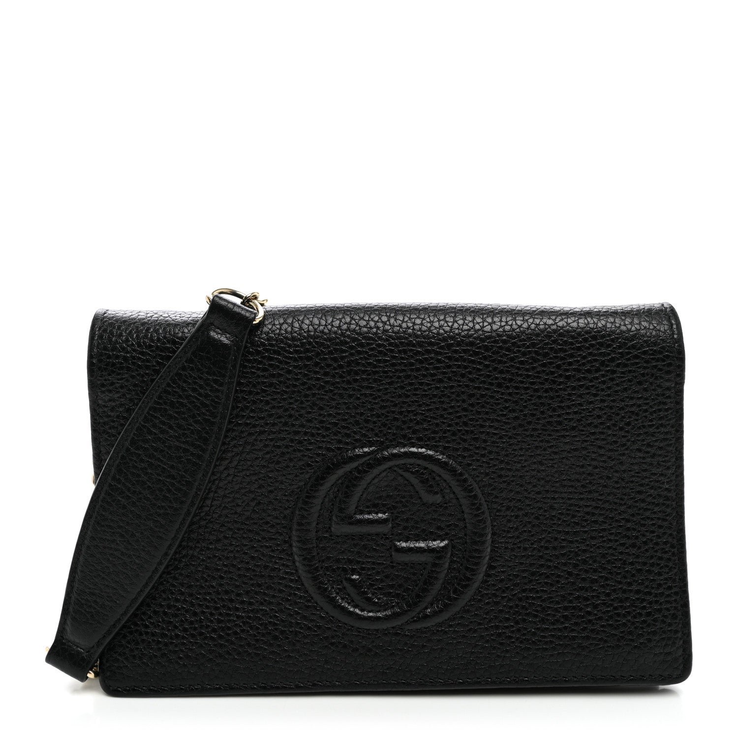 Gucci Pebbled Calfskin Soho Wallet On Chain Black