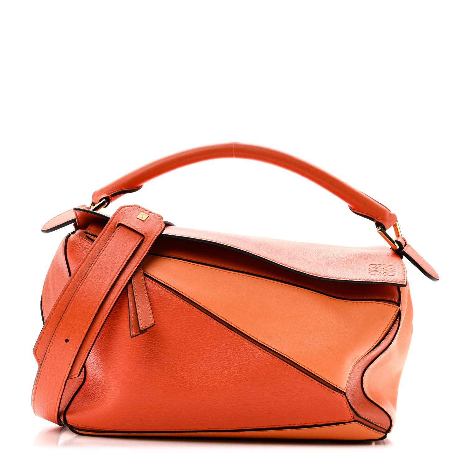 Loewe Calfskin Medium Puzzle Bag Orange Multi