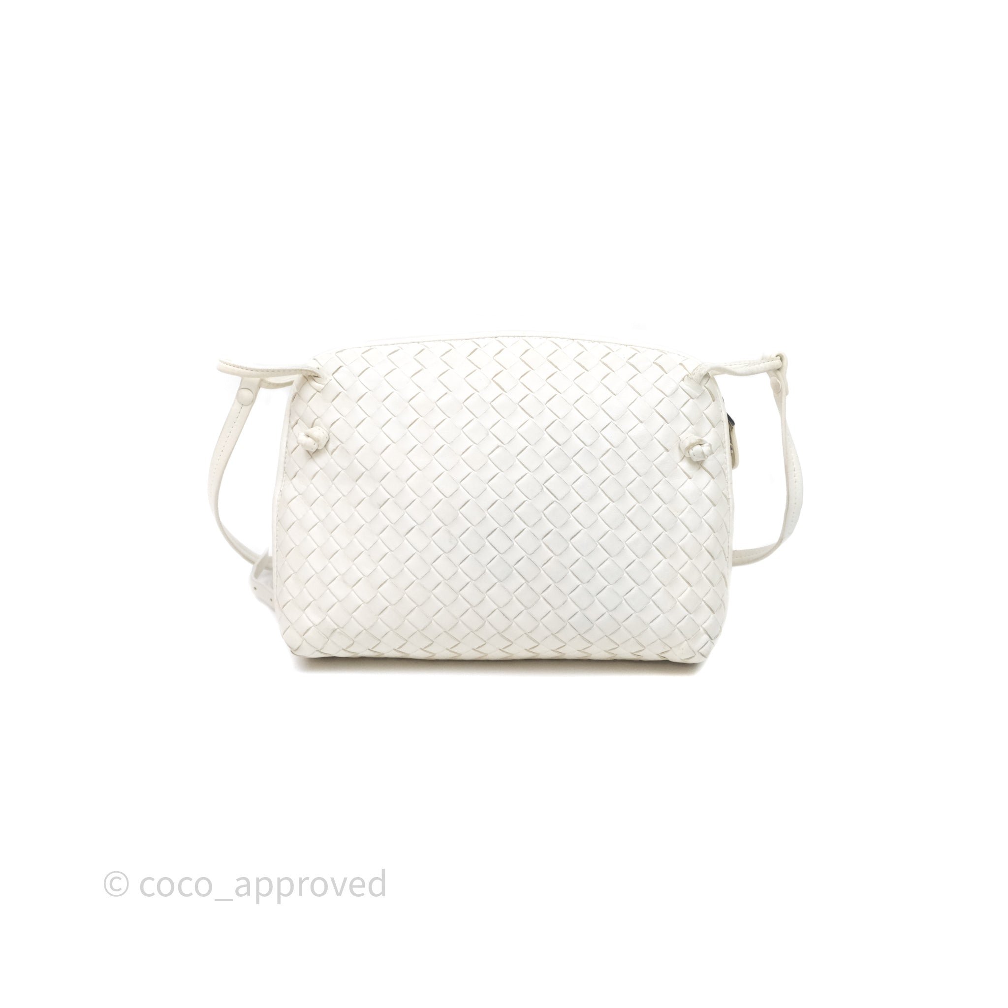 Bottega Veneta Nodini Crossbody Bag White Nappa Intrecciato