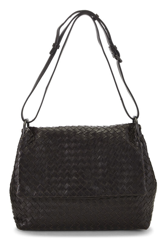 Bottega Veneta Brown Intrecciato Leather Flap Shoulder Bag