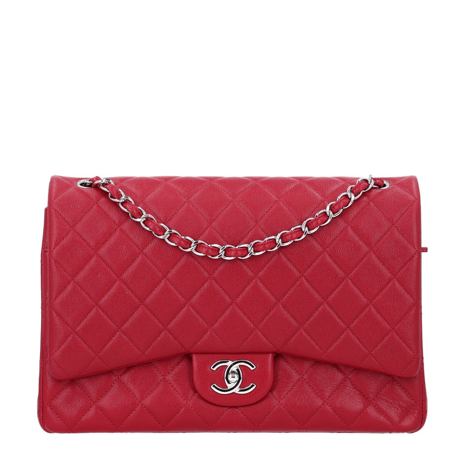Chanel Caviar Quilted Maxi Double Flap Dark Red