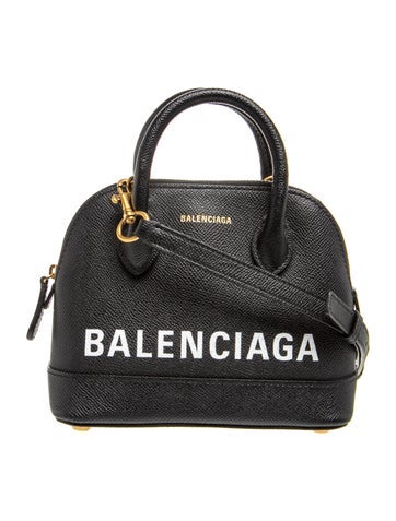 Leather Black Grained Leather Ville Top Handle Bag Mini