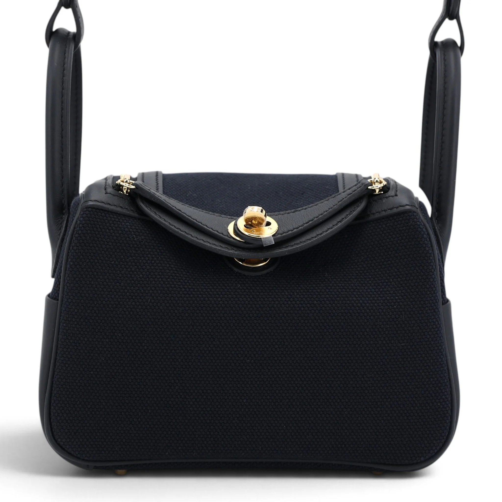 Brand New ( Rank N ) HERMÈS Mini Lindy II Noir (89) Toile H canvas Swift Gold hardware G (2026)