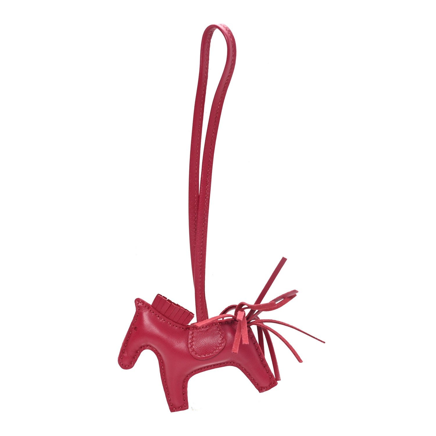 Hermes Milo Lambskin Grigri Rodeo Horse Bag Charm PM Rubis