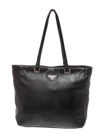 Enameled Metal Triangle Leather Tote Bag Medium