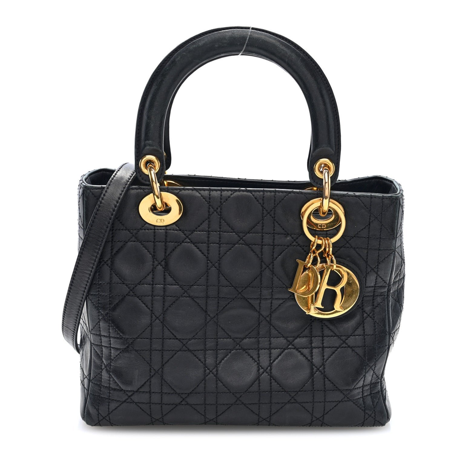 Christian Dior Lambskin Cannage Medium Lady Dior Black