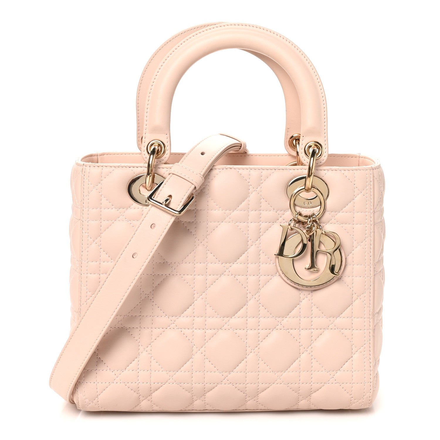 Christian Dior Lambskin Cannage Medium Lady Dior Light Pink