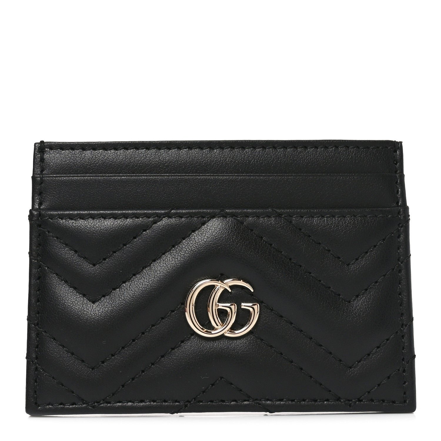 Calfskin Matelasse GG Marmont Card Holder Black