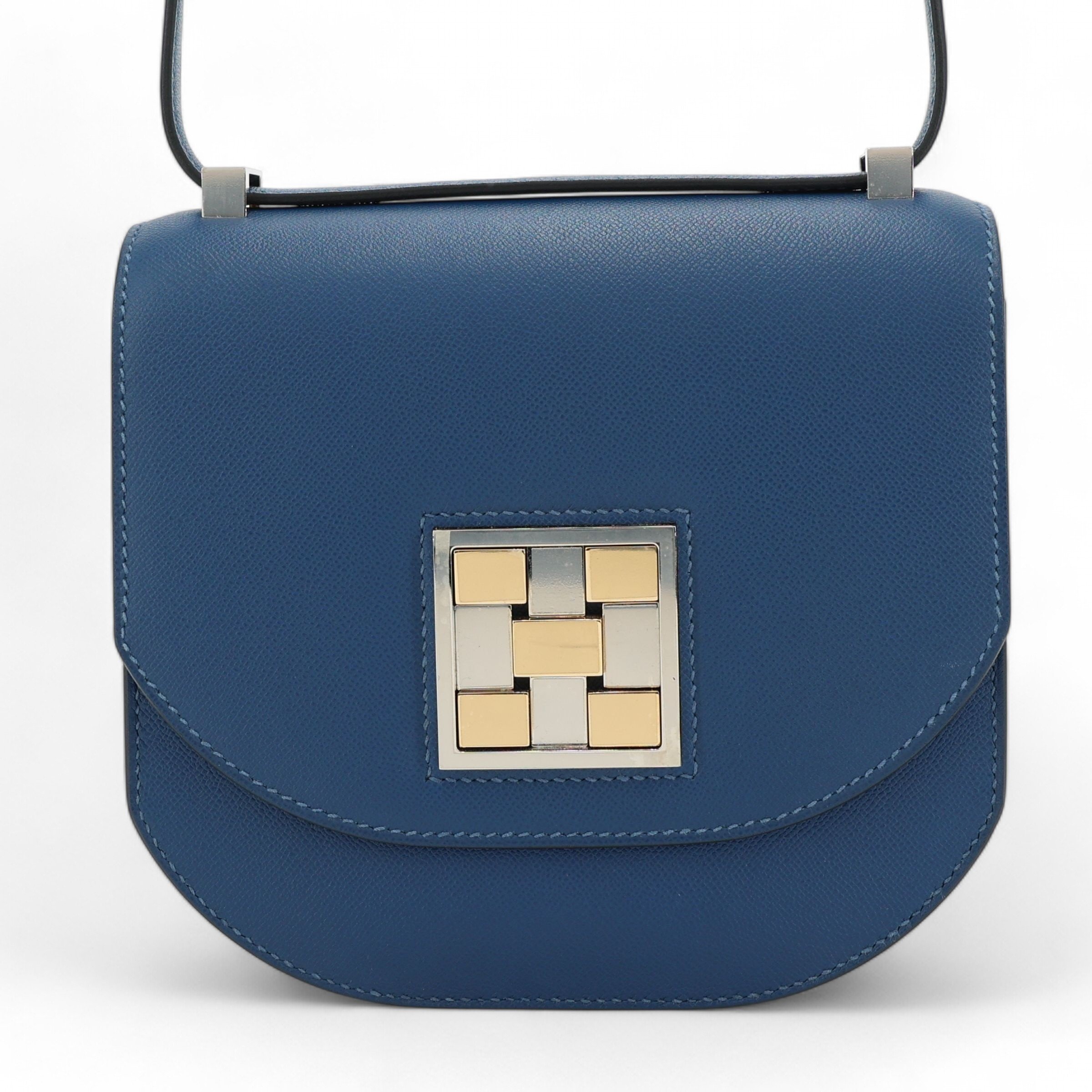 Unused ( Rank NS ) HERMÈS Mosaique Mini Deep Blue (S4) Madame Electrum hardware Y (2020)