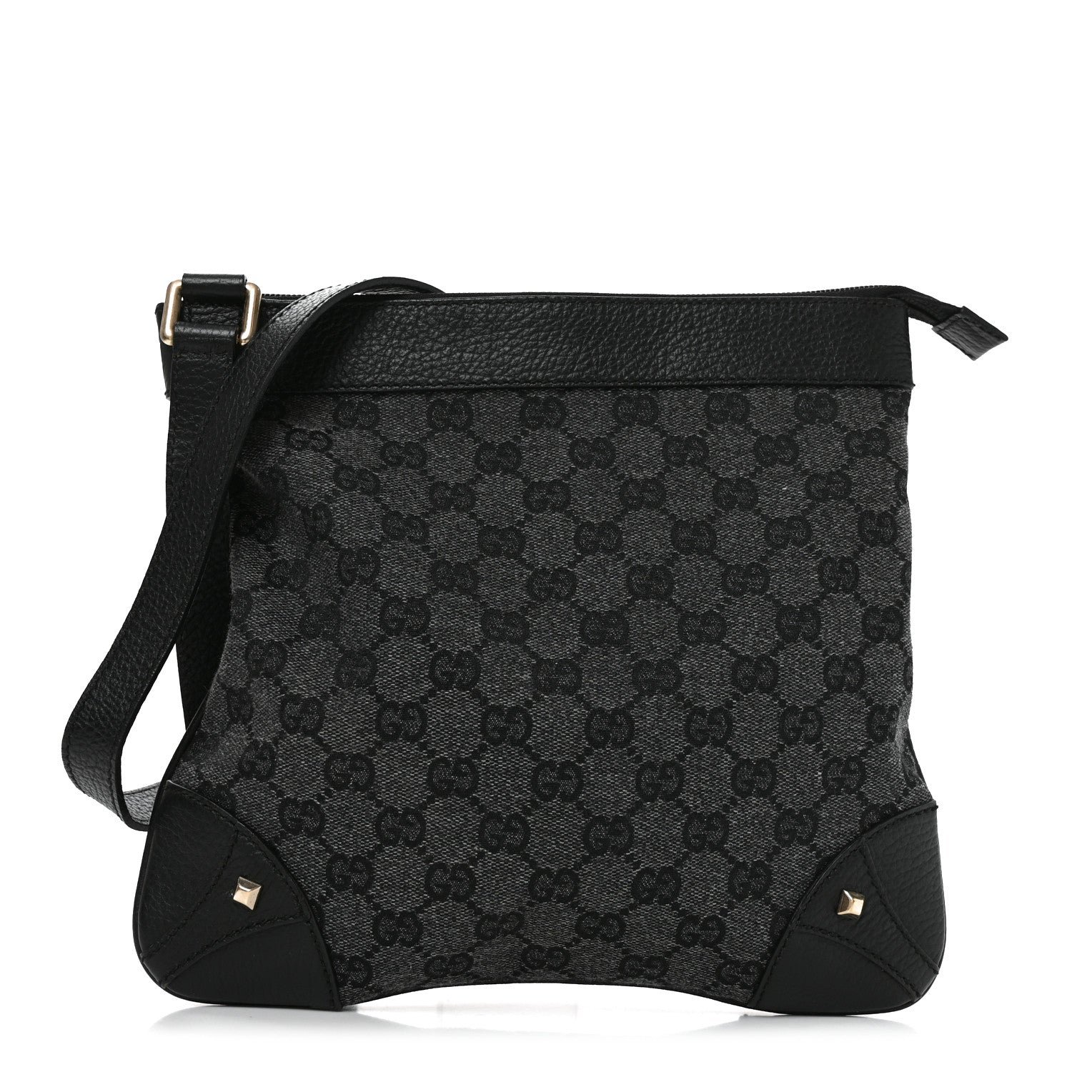 Gucci Monogram Flat Messenger Bag Black