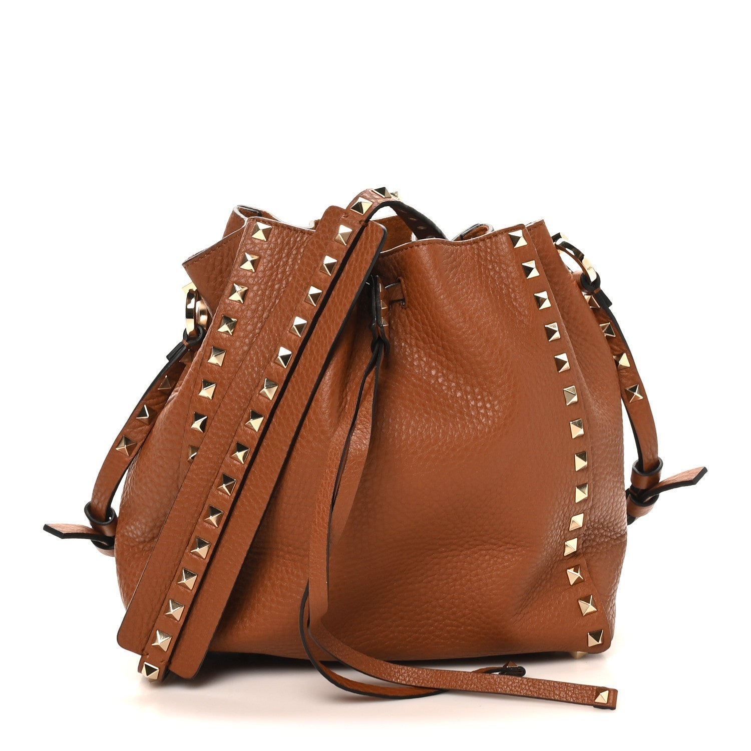 Valentino Garavani Grained Calfskin Rockstud Small Bucket Bag Selleria
