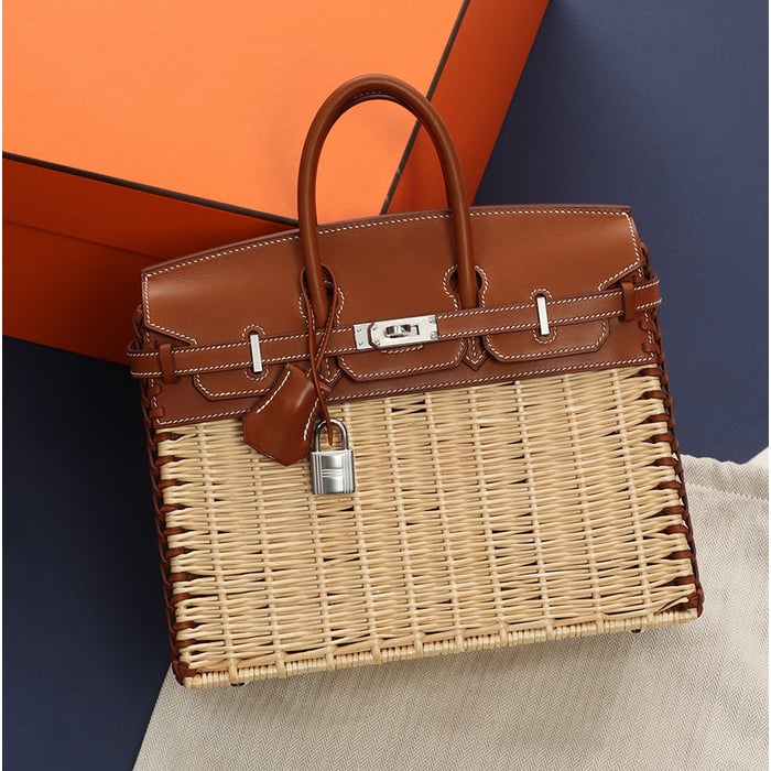 Hermes .shappify-sales-icon-product{
                
            }
                Hermès Naturel Wicker and Fauve Barenia Picnic Birkin 25