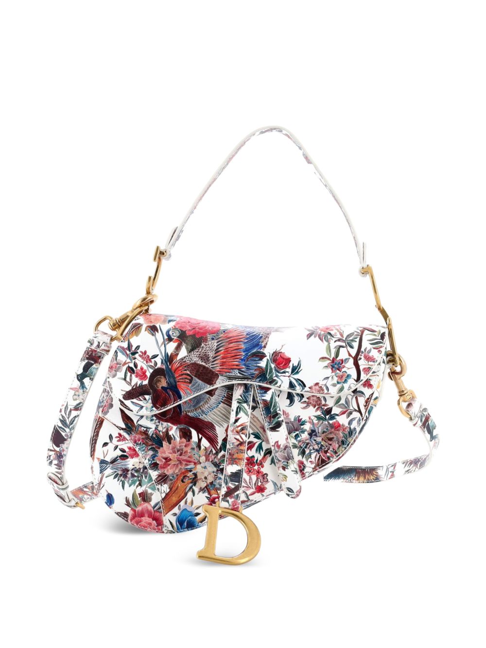 Saddle Handbag with Strap Printed Leather Medium shoulder bag