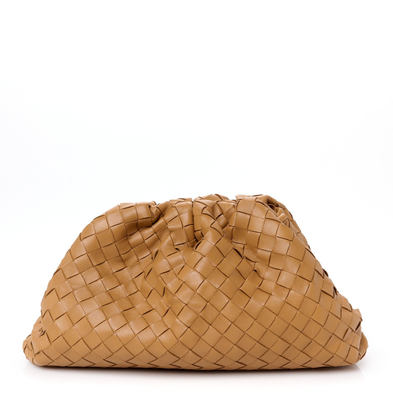 Bottega Veneta Nappa Maxi Intrecciato The Pouch Oversized Clutch Caramel