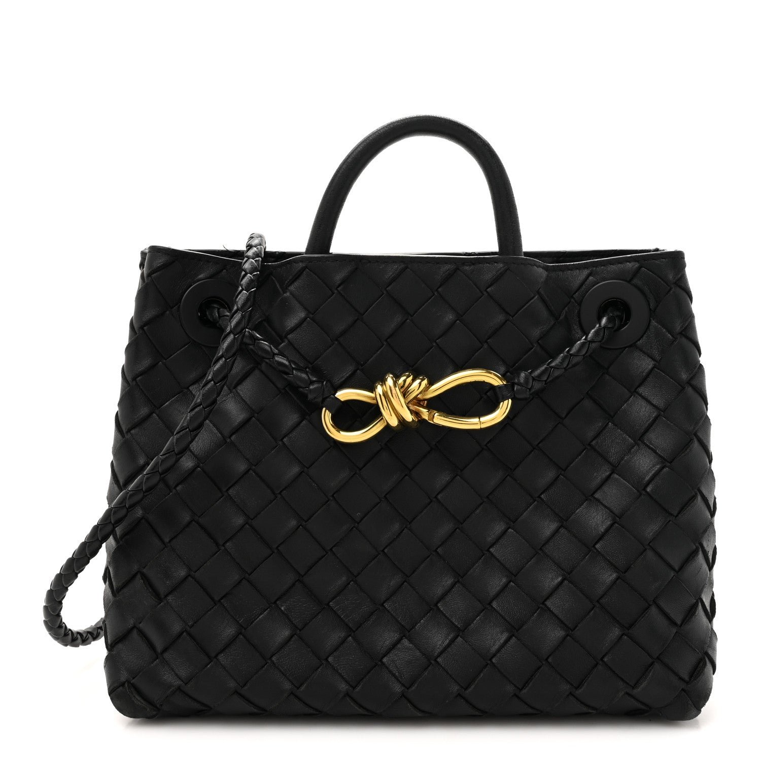 Bottega Veneta Nappa Intrecciato Small Andiamo Shoulder Bag Black