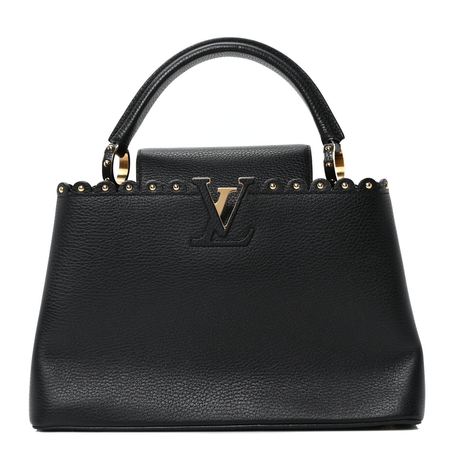 Louis Vuitton Taurillon Studded Capucines PM Black