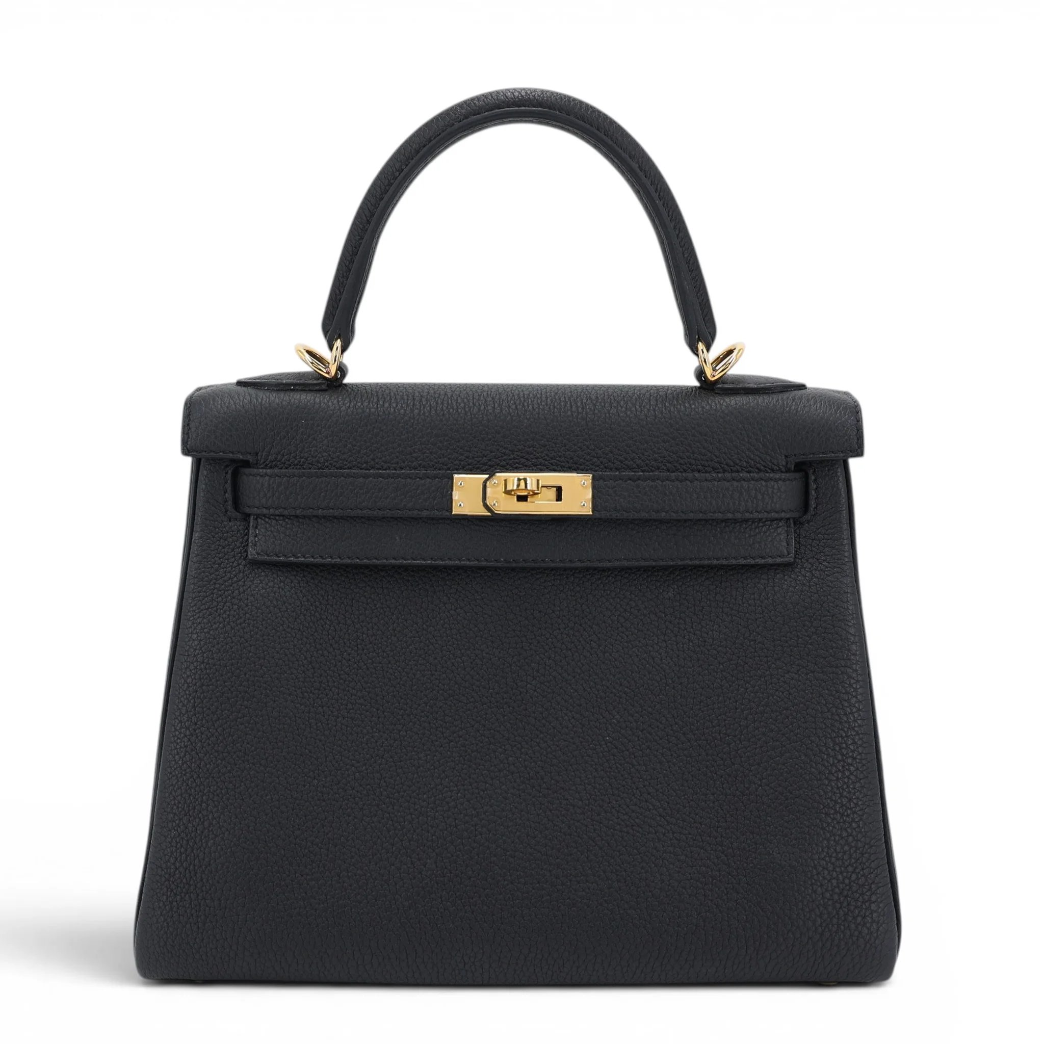 Excellent ( Rank SA ) HERMÈS Kelly 25 Noir (89) Togo Gold hardware Z (2021)