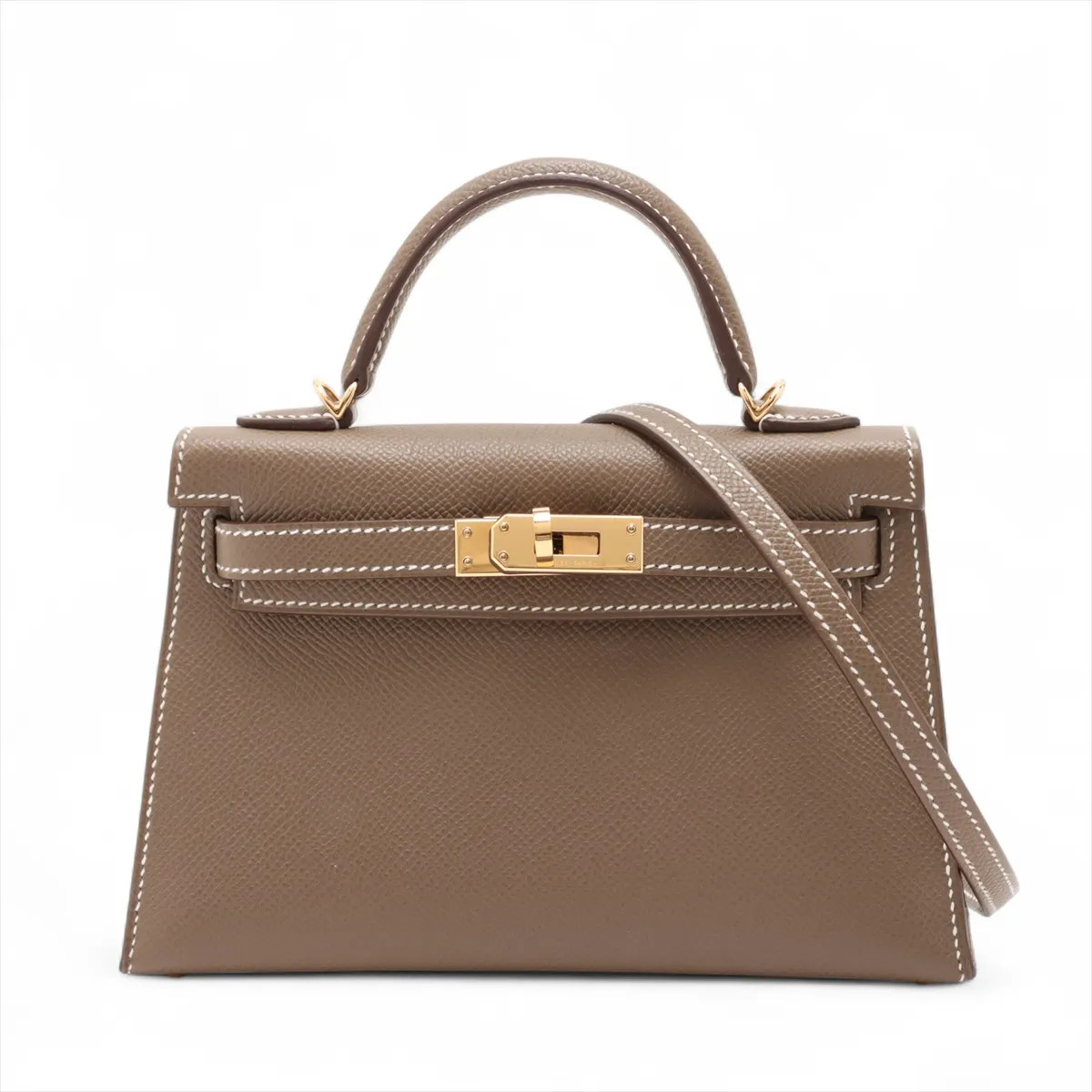 Hermès mini kelly 2 20 Serie Veau Epsom Etoupe Gold Metal Fittings