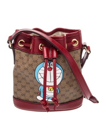 Micro GG Monogram x Doraemon Candy GG Leather-Trimmed Bucket Bag