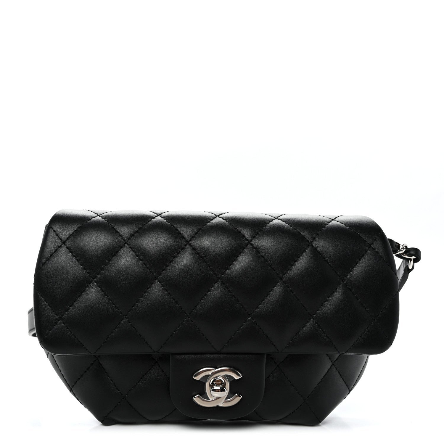 Chanel Calfskin Quilted CC Uniform Flap Belt Bag Black