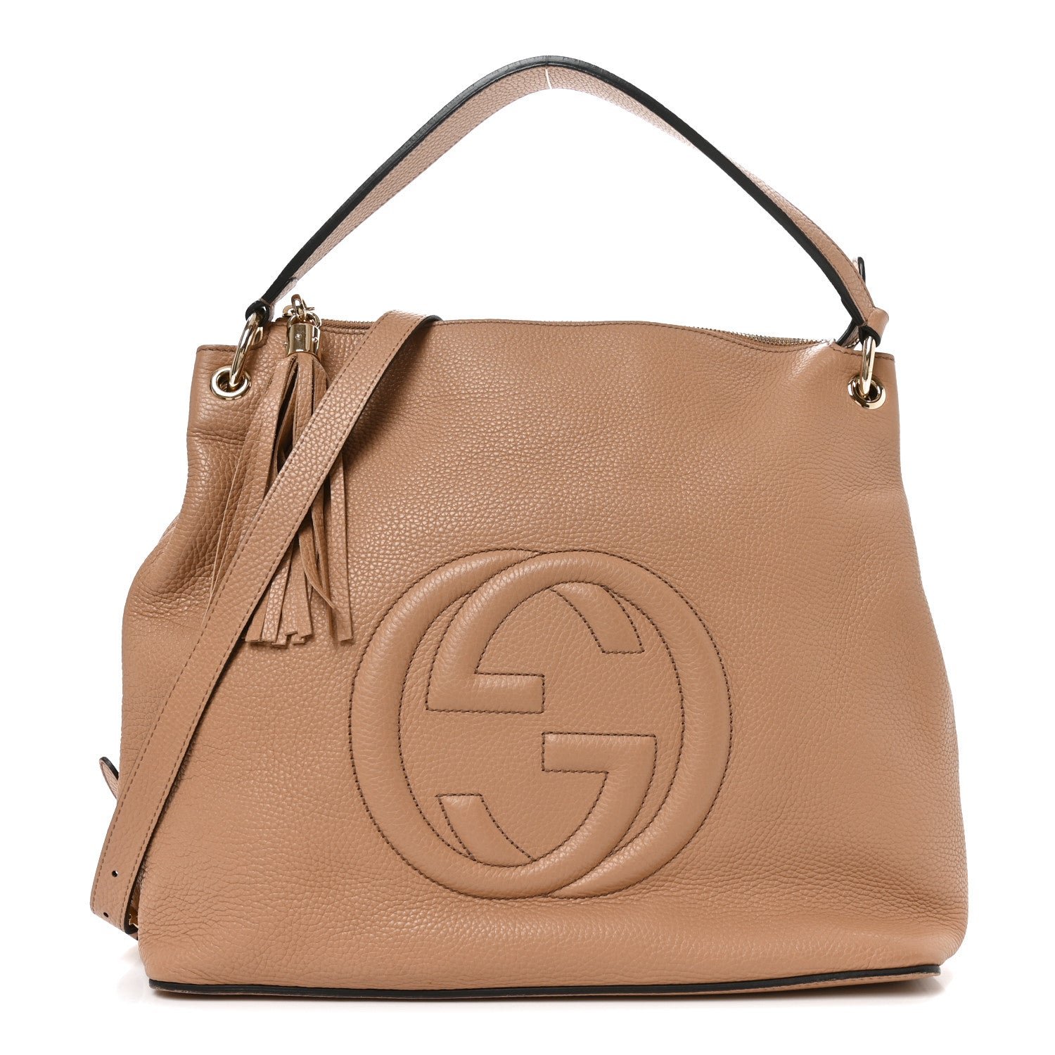 Gucci Pebbled Calfskin Large Soho Hobo Camelia