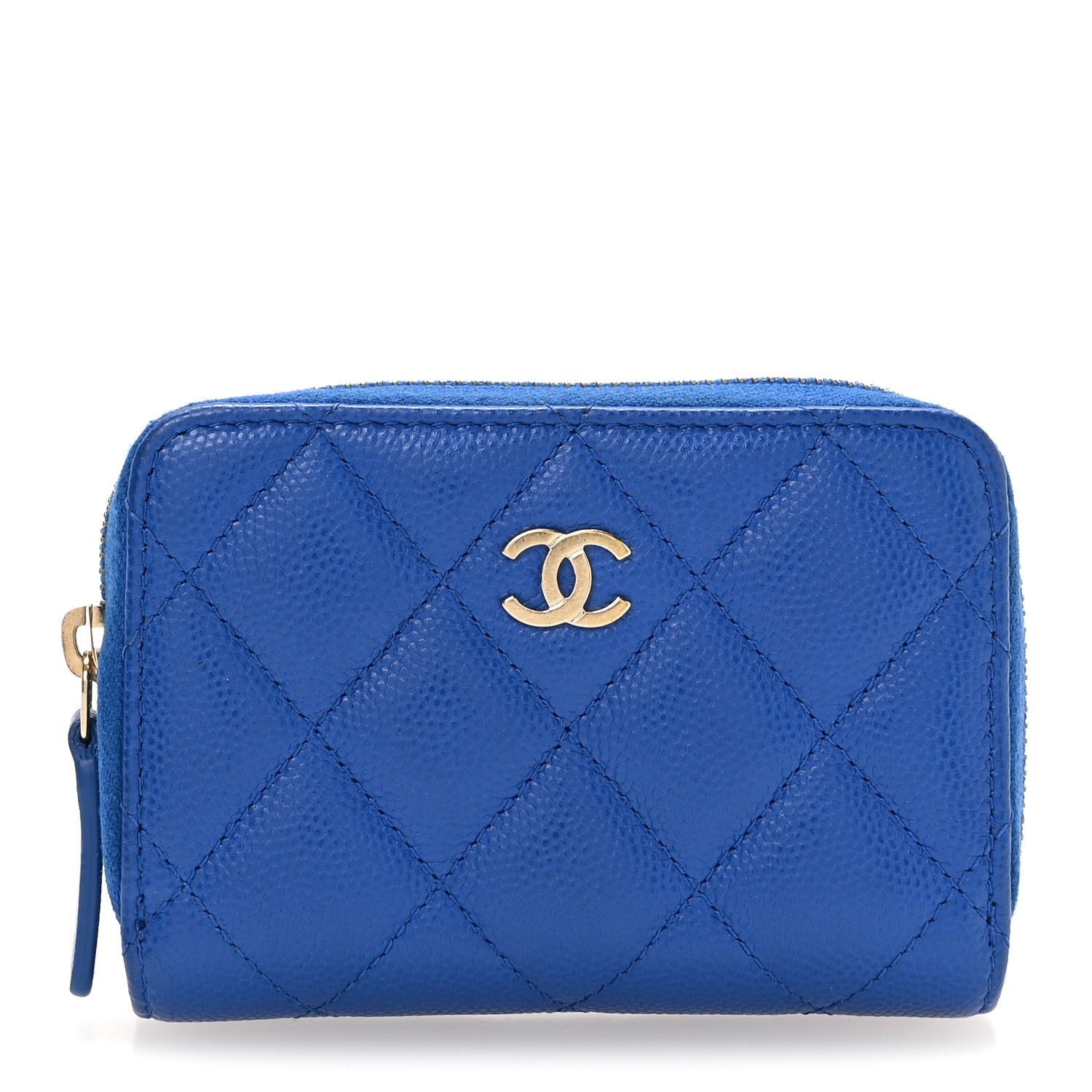 Chanel Caviar Quilted Zip Coin Purse Dark Blue