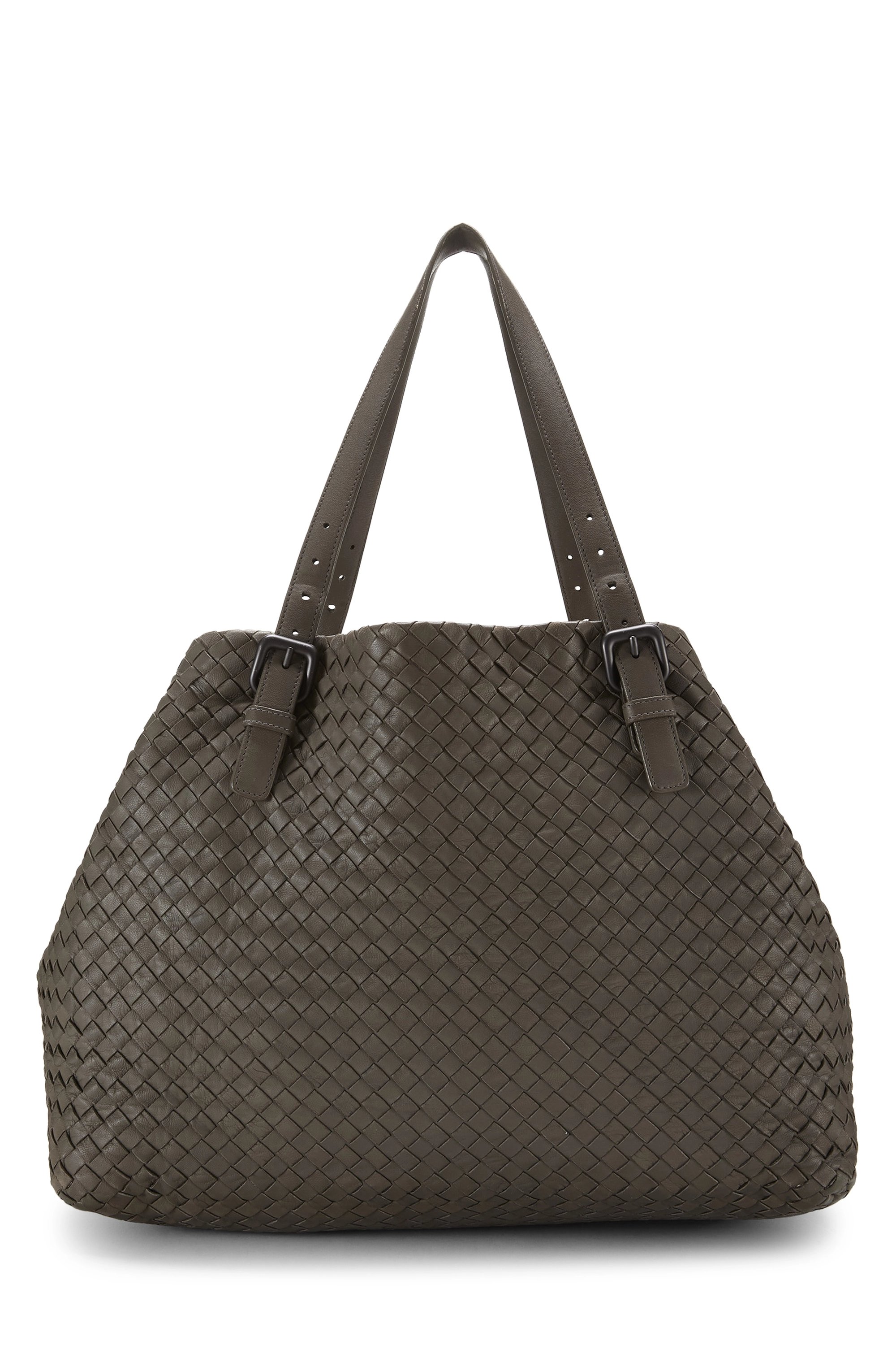 Grey Intrecciato Cesta Tote Large