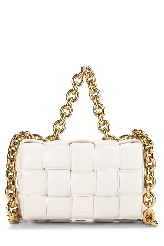 White Maxi Intrecciato Padded Chain Cassette