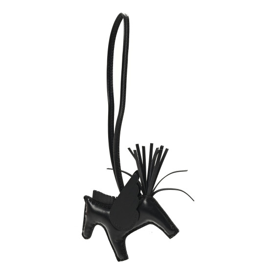 Hermes Milo Lambskin Grigri Rodeo Pegase Horse Bag Charm PM So Black