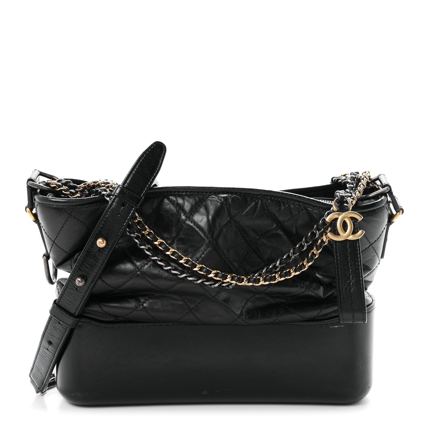 Chanel Aged Calfskin Quilted Medium Gabrielle Hobo Black