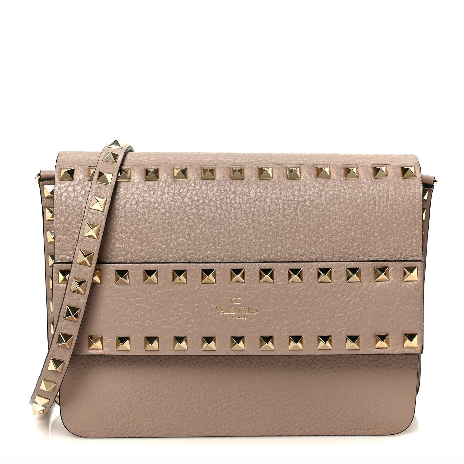 Valentino Garavani Valentino Garavani Pebbled Calfskin Rockstud Side Slip Crossbody  Poudre