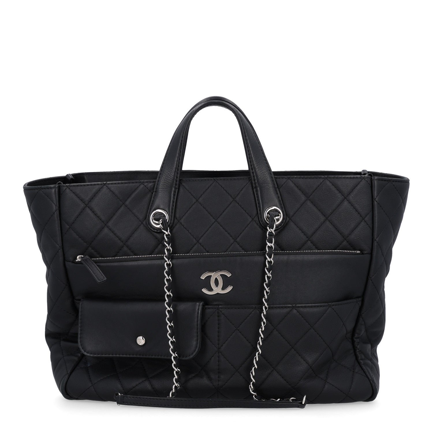 Chanel Calfskin Quilted Ultra Pocket Shopping Tote Black