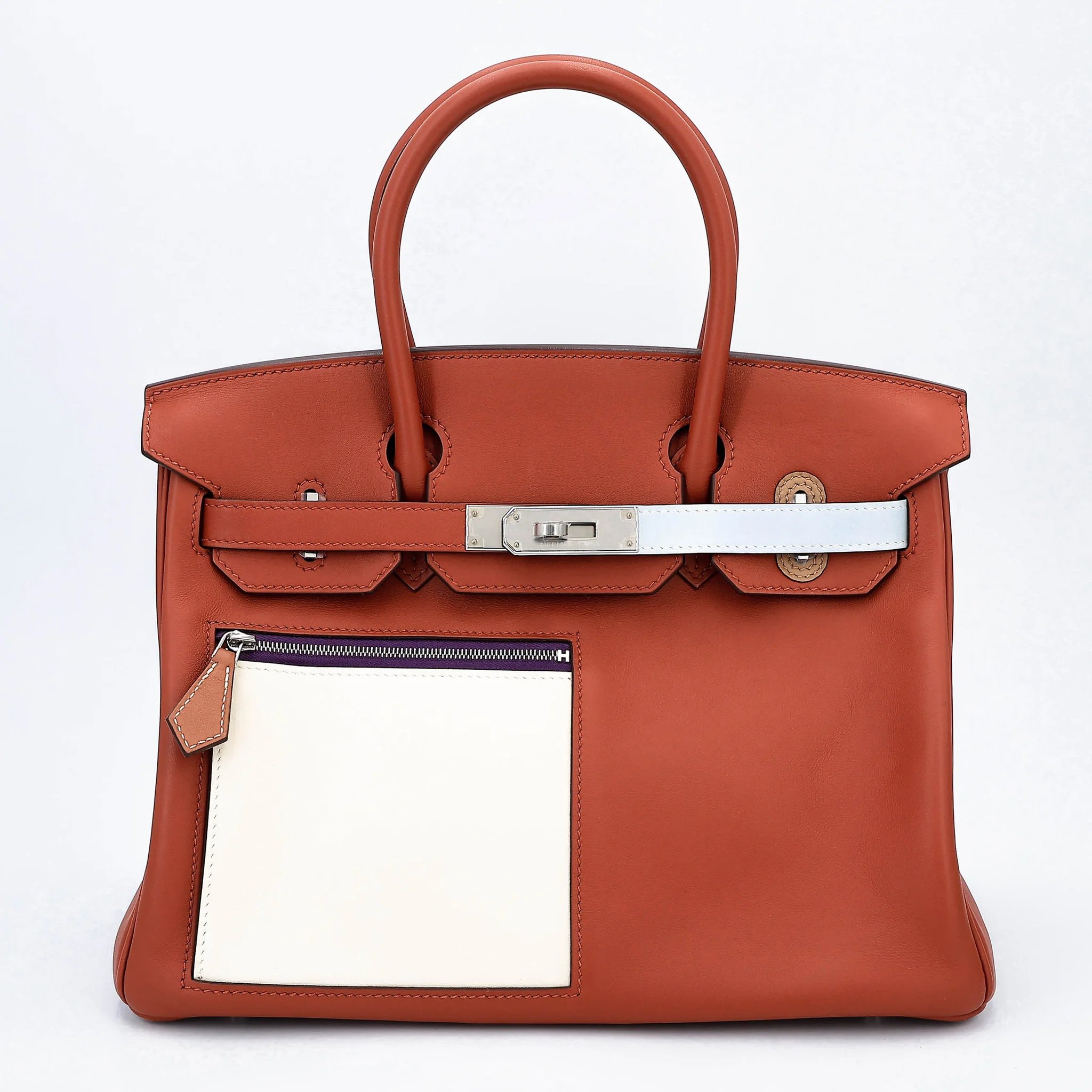 Very Good ( Rank A) HERMÈS Limited Edition Birkin 30 Colormatic Cuivre (6C) Nata (I2) Bleu Brume (T0) Chai (0M) Lime (9R) Swift Palladium hardware U (2022)