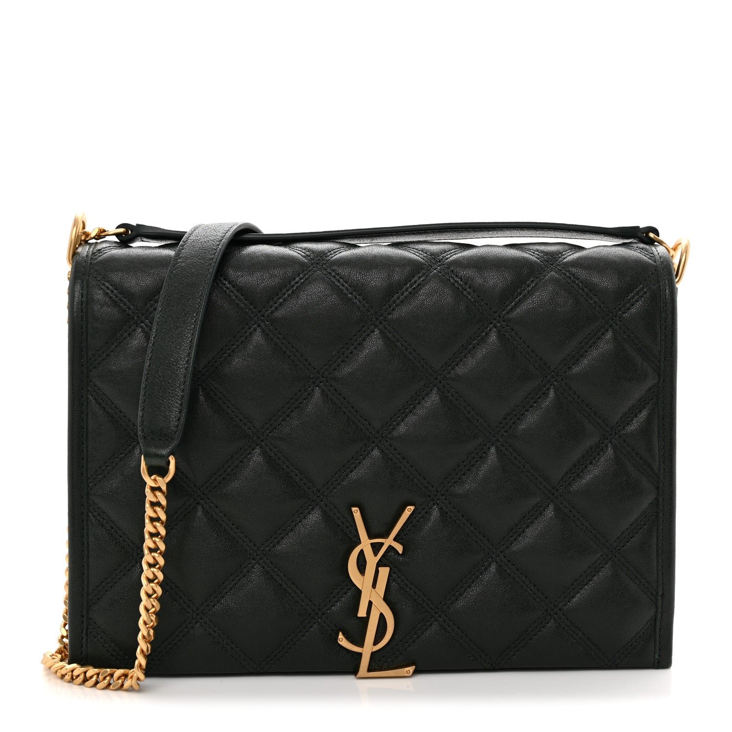 Saint Laurent Lambskin Quilted Mini Becky Chain Bag Vert Fonce