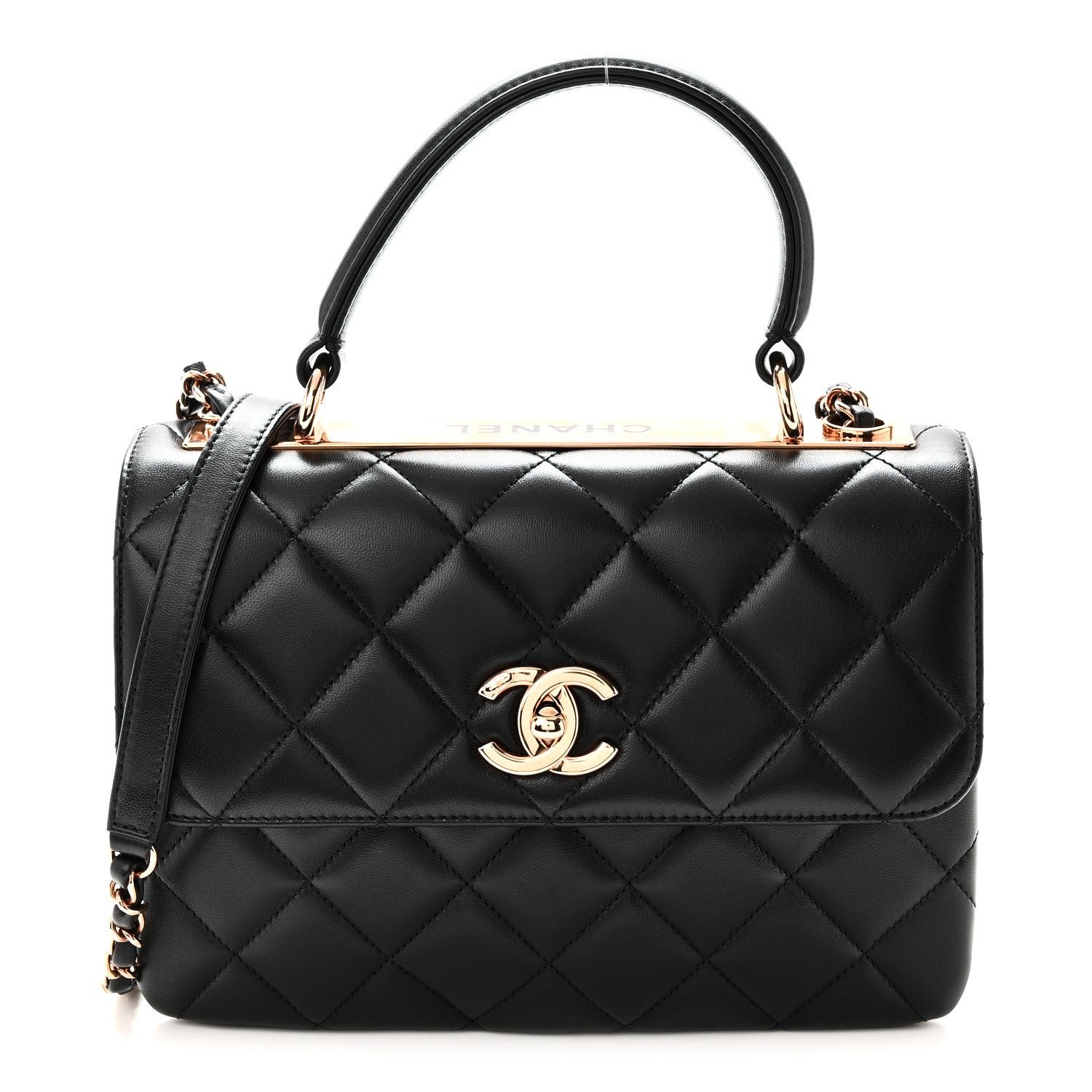 Chanel Lambskin Quilted Small Trendy CC Dual Handle Flap Bag Black