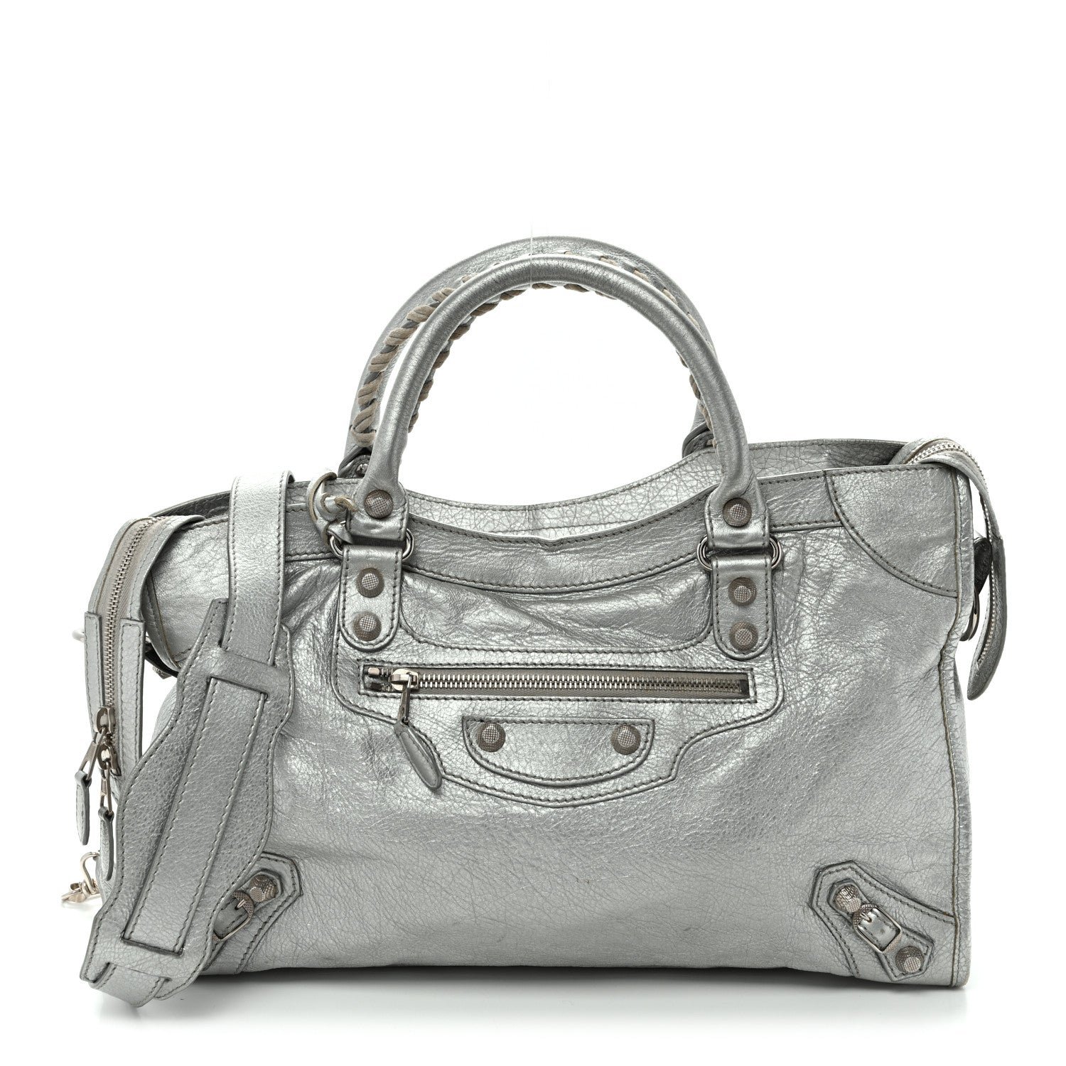 Balenciaga Metallic Agneau Giant 12 Silver Hardware City Gris Aluminum