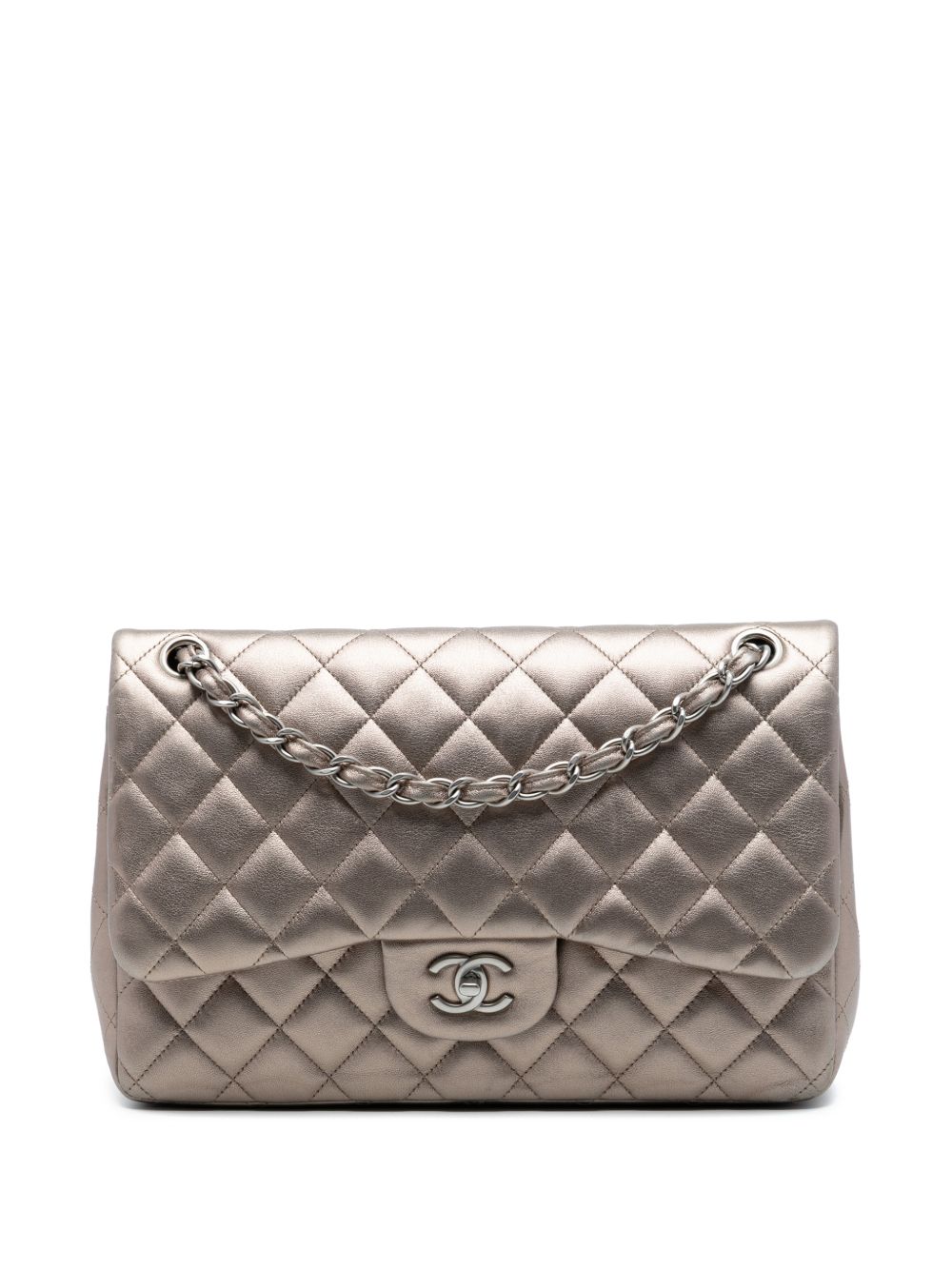 2010-2011 Jumbo Classic Metallic Lambskin Double Flap shoulder bag