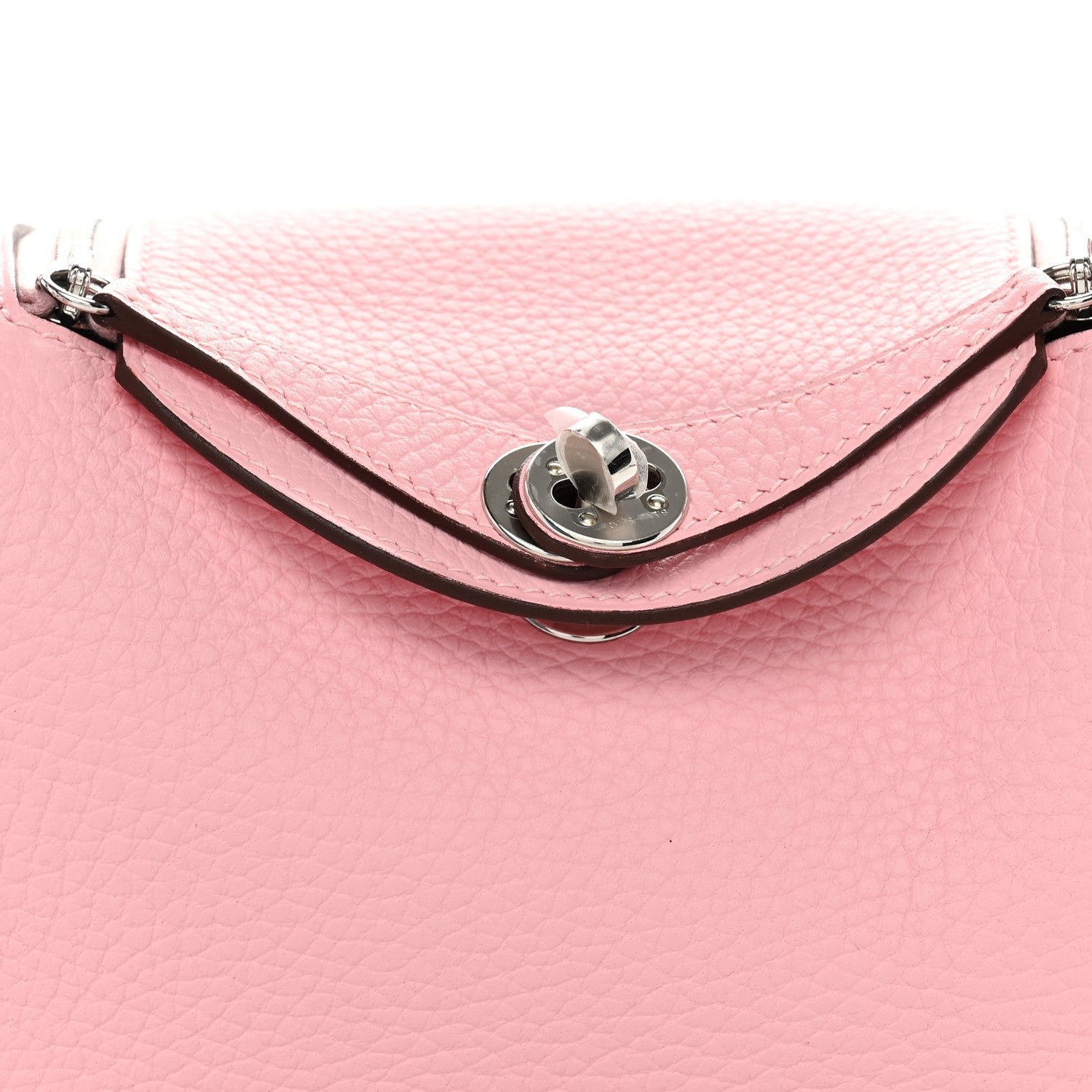 Hermes Taurillon Clemence Verso Mini Lindy 20 Rose Sakura Gris Perle