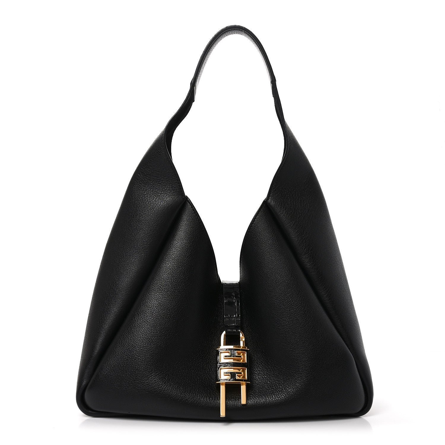 Givenchy Givenchy Calfskin Crocodile Embossed Medium G-Lock Hobo Black