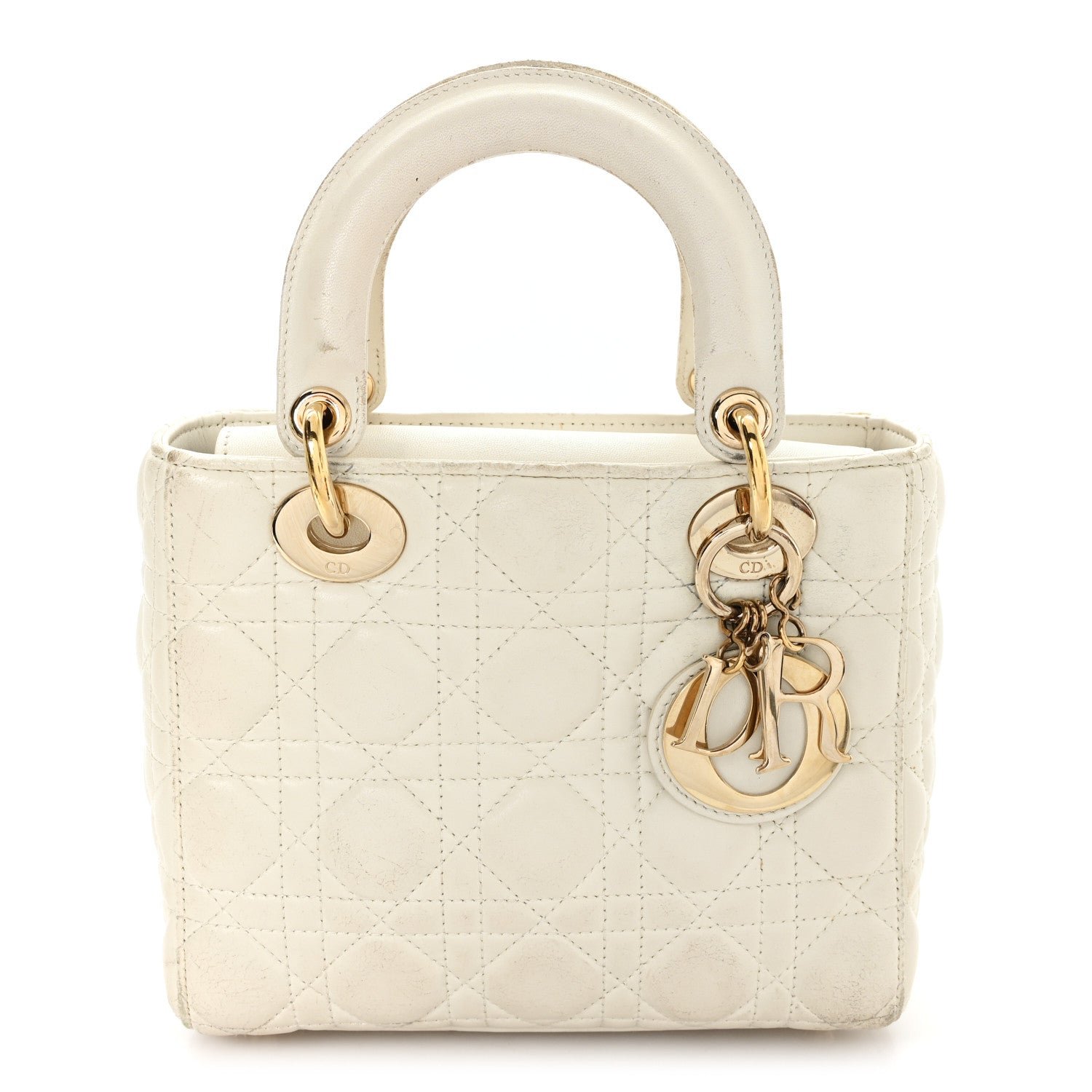 Christian Dior Lambskin Cannage Small My ABCDior Lady Dior White