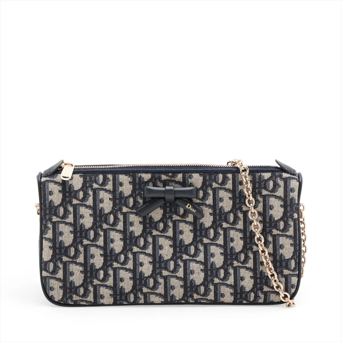 Dior Oblique Dior Promenade chain pouch Canvas & Leather Chain Shoulder Bag Navy