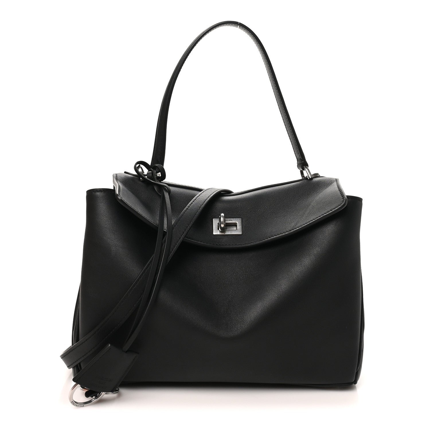 Balenciaga Natural Smooth Calfskin Small Rodeo Top Handle Handbag Black