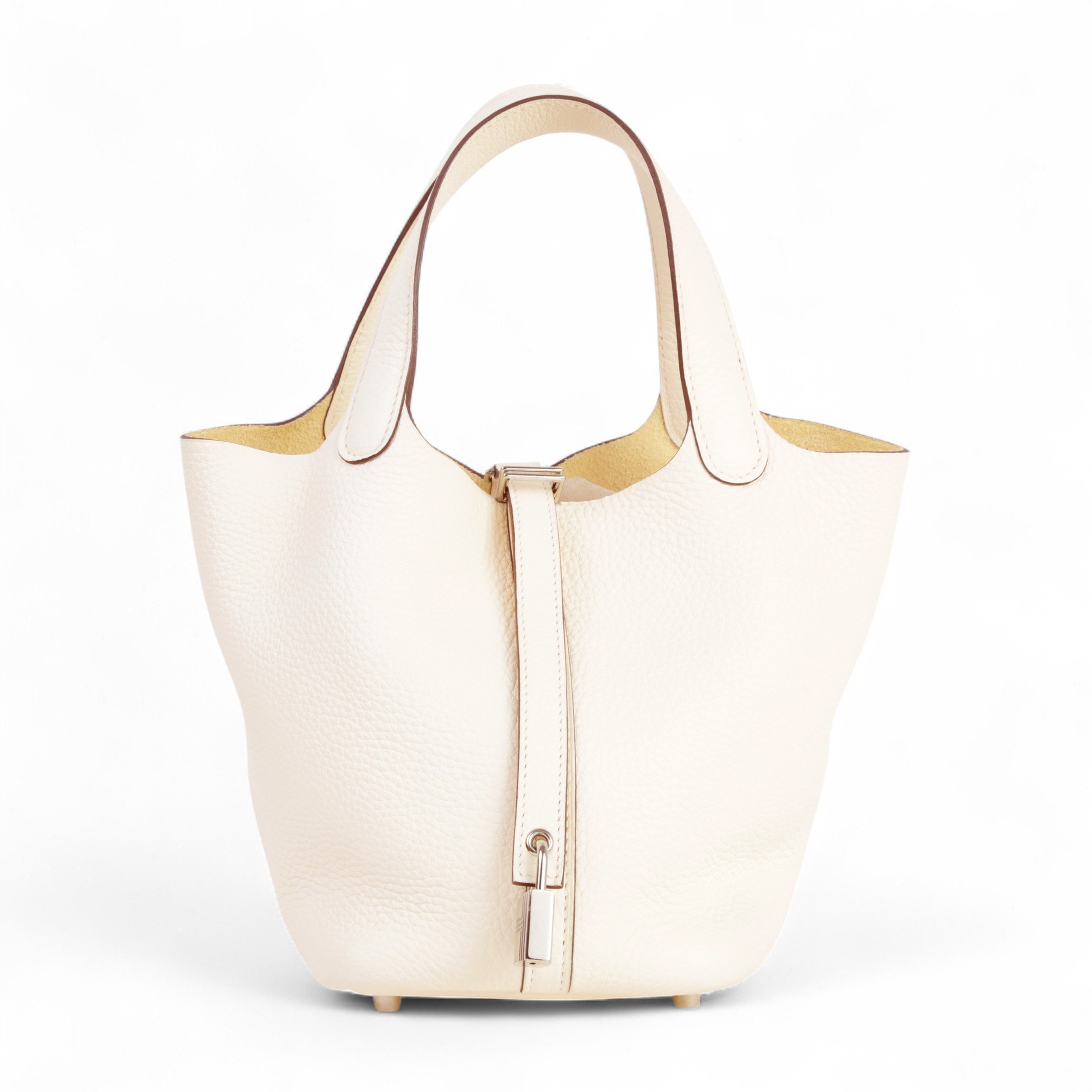 Hermes Very Good ( Rank A)  HERMÈS  Picotin Lock PM Nata (I2) Clemence Palladium hardware Z (2021)