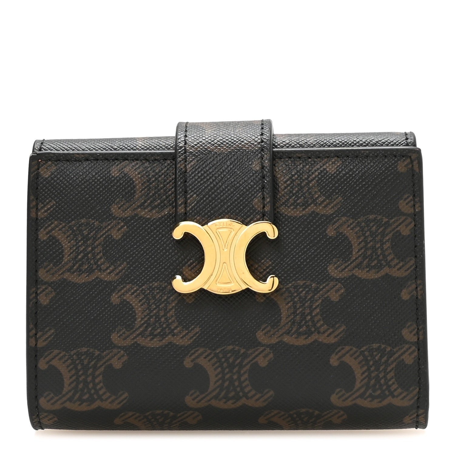 Celine Triomphe Canvas Fine Strap Wallet Nino Tan