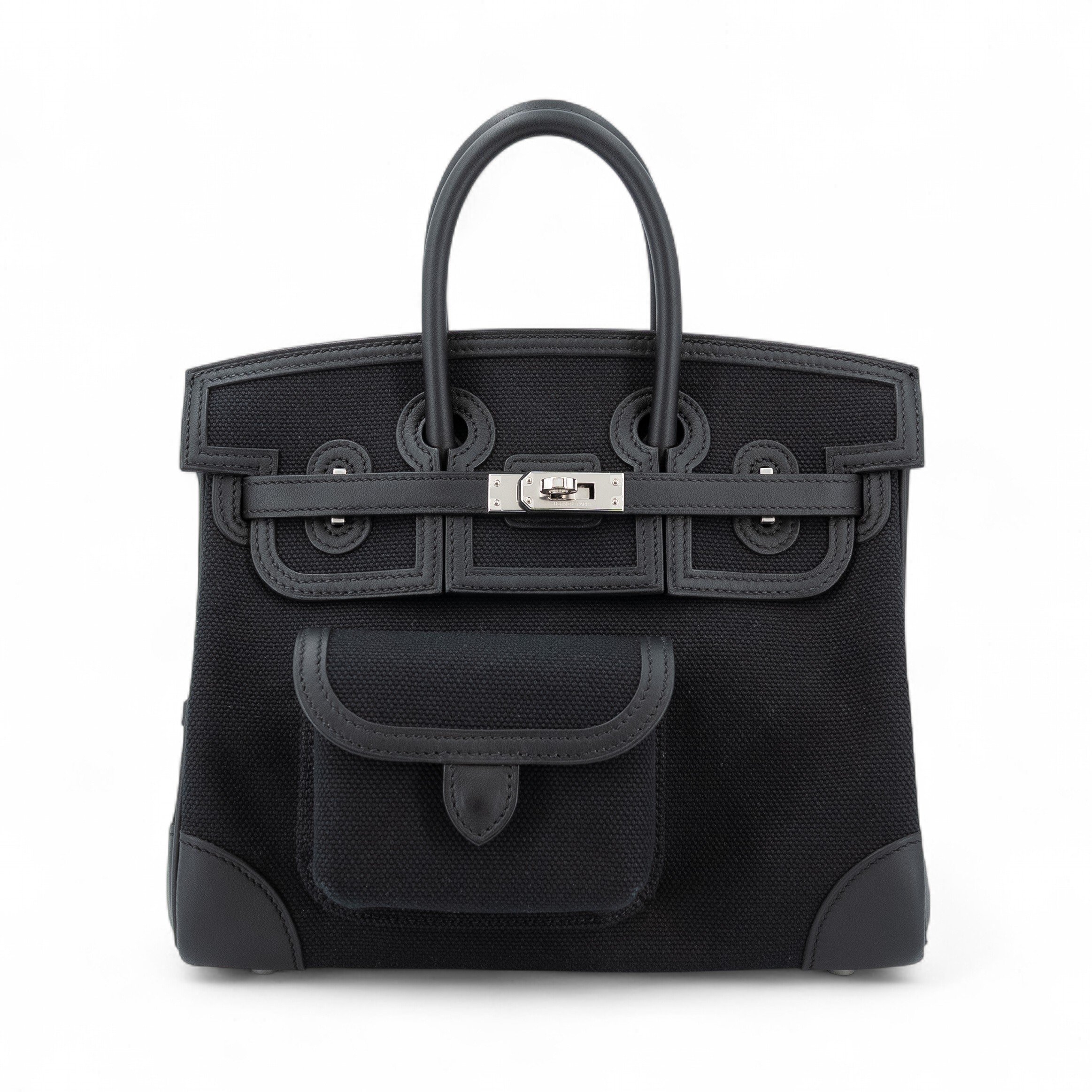 Hermes Unused ( Rank NS ) HERMÈS Limited Edition Birkin Cargo 25 Noir (89) Canvas Palladium hardware U (2022)