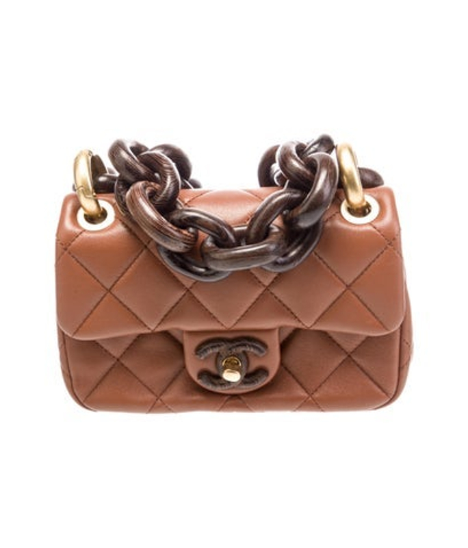 Chanel 2023 Quilted Lambskin Mini Wenge Wood Flap Bag