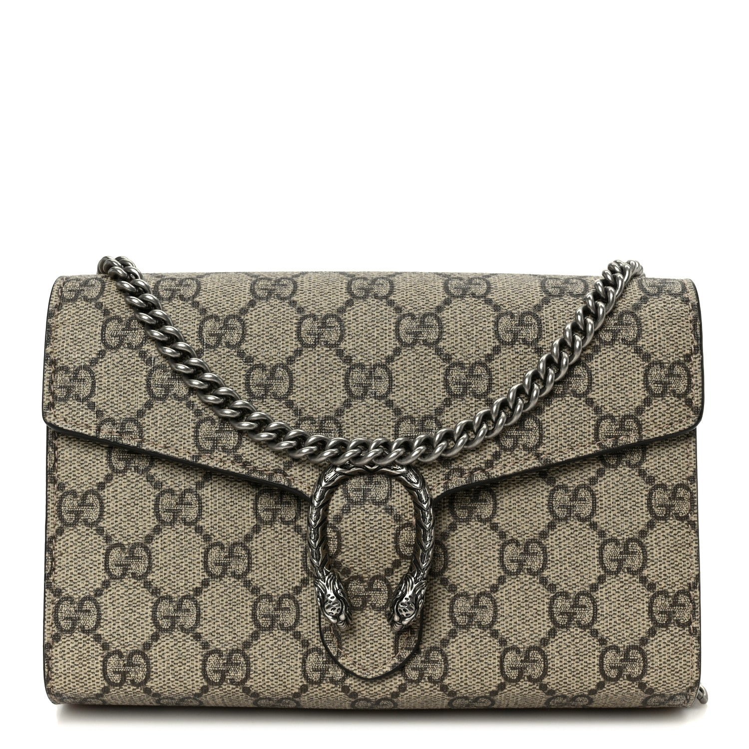 Gucci GG Supreme Monogram Mini Dionysus Chain Wallet Beige Taupe